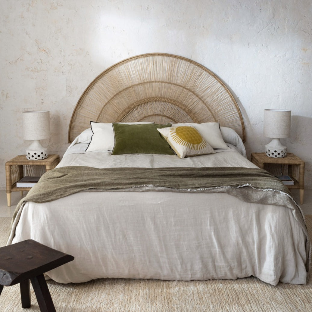 Malawi Halfmoon headboard handmade weaved cane rattan woven 