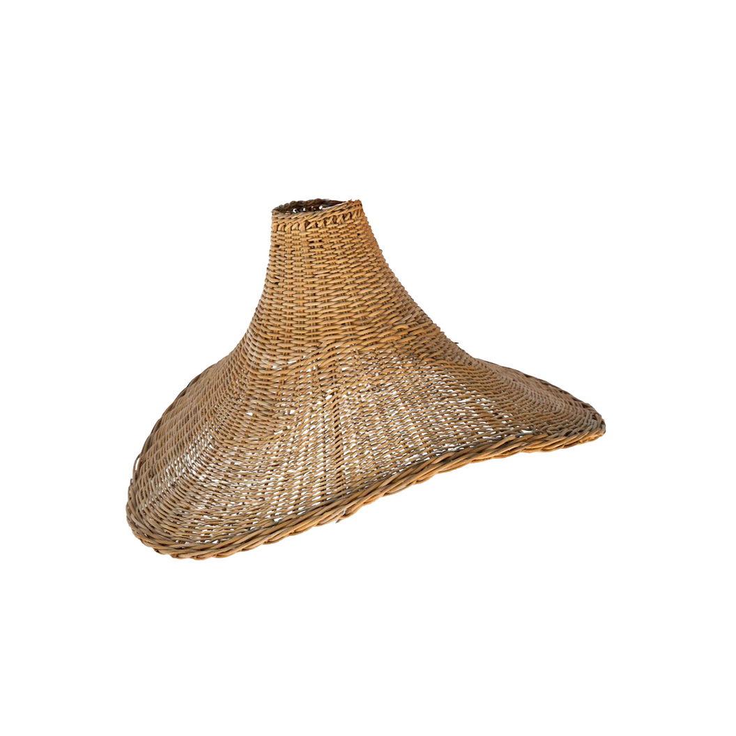 Transform your living space into a serene haven with our handcrafted Malawi cone pendant lampshade. Made from Malawi cane by skilled artisans, its intricate weave patterns and organic shape create a captivating focal point. Experience the warm, dappled light and rich heritage of this unique piece, perfect for solo display or enchanting clusters.