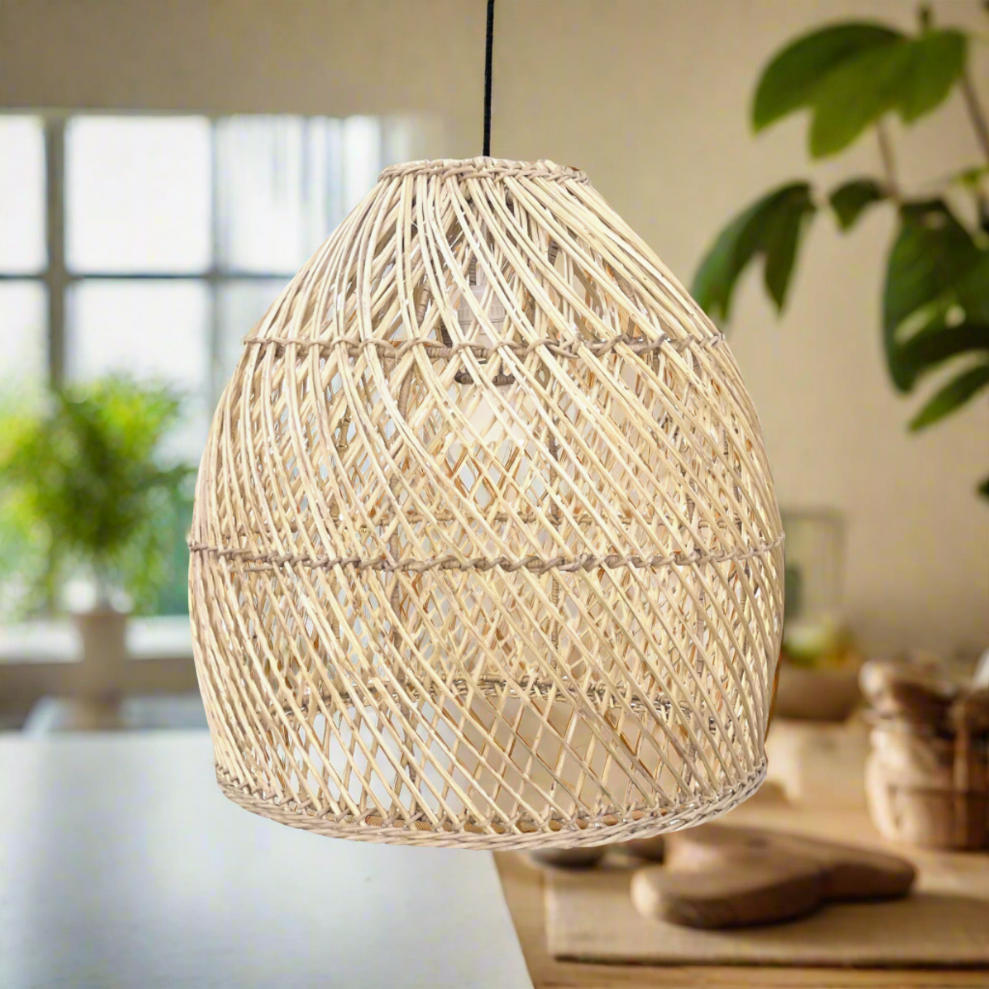 Malawi Beehive designer pendant lampshade has an x-weave design,