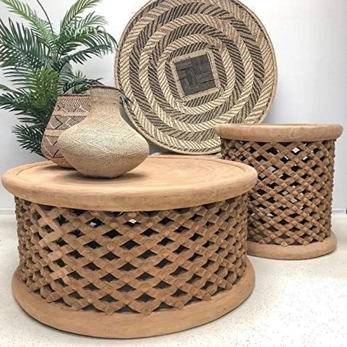 Bamileke Coffee Table (Natural) - Handmade in Cameroon