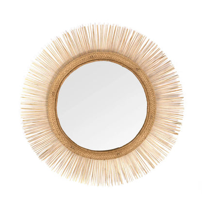 This Malawi mirror captures the essence of the rising sun and makes for a stunning addition to any living space. Crafted with care from rattan and bamboo, it takes inspiration from the iconic Malawi Chair. The intricate frame showcases a fusion of indigenous craftsmanship and Scandinavian sophistication, making it a must-have piece. The mirror comes with a wireframe for easy hanging and is ready to be displayed.