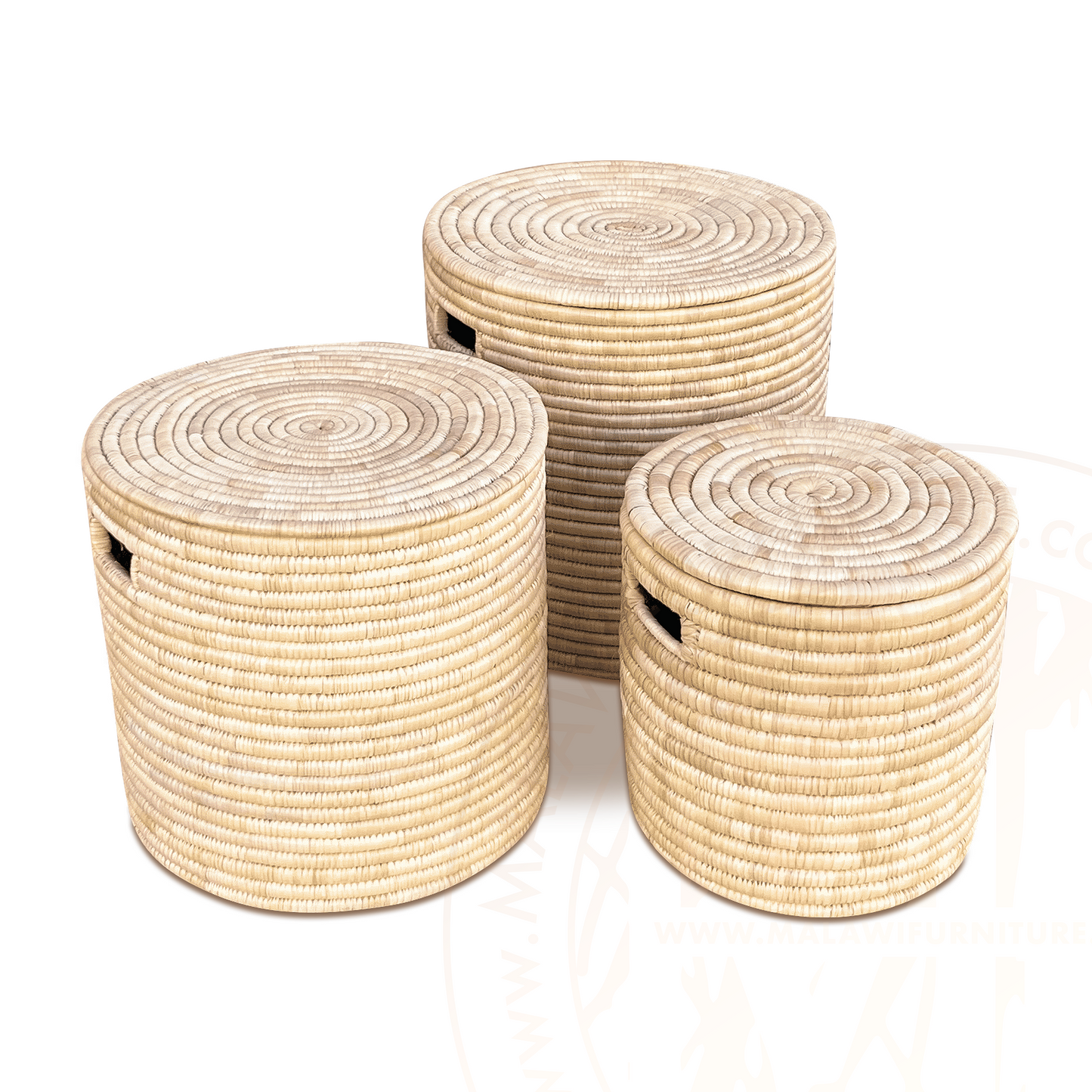 Malawi Laundry Baskets (SET OF 3) Storage Toys Towels Linen Box Weave Woven Basket